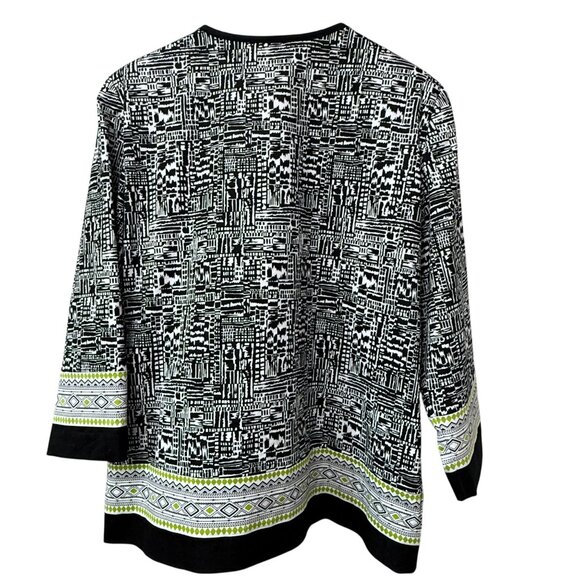 Alfred Dunner Womens Jacket Size 10 Black Print Cotton Blend Zip Front Blazer - Picture 4 of 9